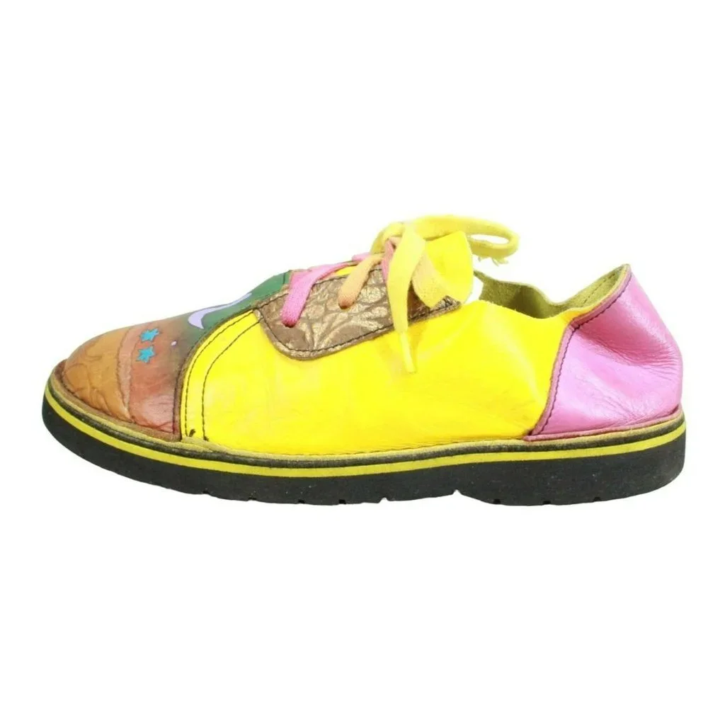 *Unbranded Unisex Multicolor Leather Slip On Lace Up Casual Oxford Shoes Size 7 - Picture 1 of 9